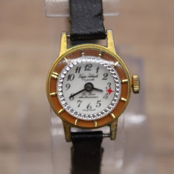 Vintage Virgin Islands Swiss Made Watch Womens 17 Jewel Wind-up Swiss Self Wind - Picture 3 of 7
